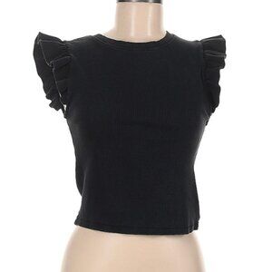 Zara Black Top with Ruffle Sleeves (Size M)